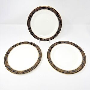 Royal Doulton Albany H5041 Dinner Plates Gold Blue 8 Inch Set